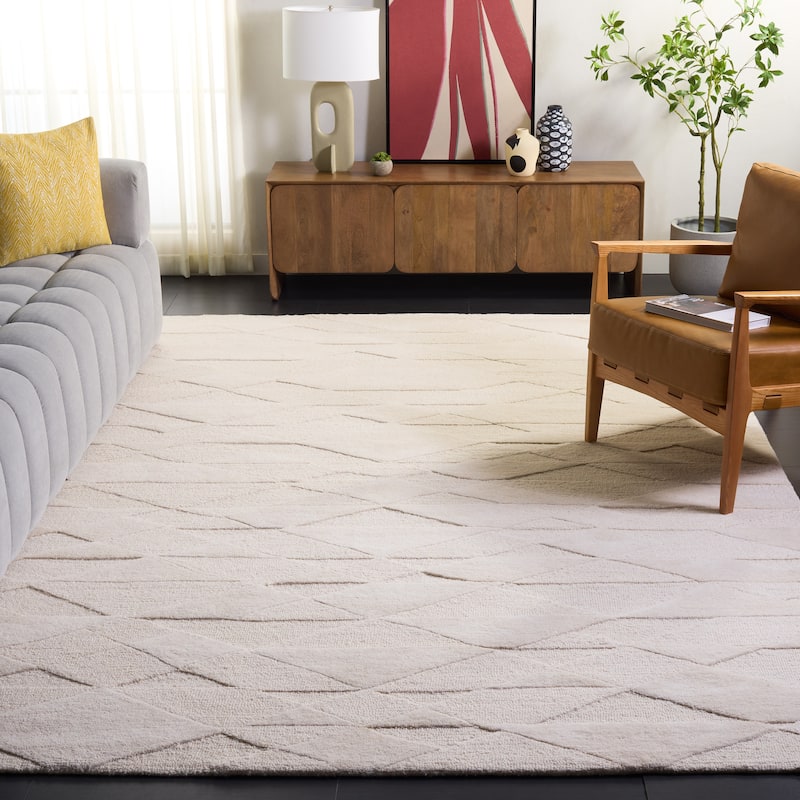 SAFAVIEH Handmade Rodeo Drive Tayla Mid-Century Modern Wool Rug - 9' x 12' - Ivory