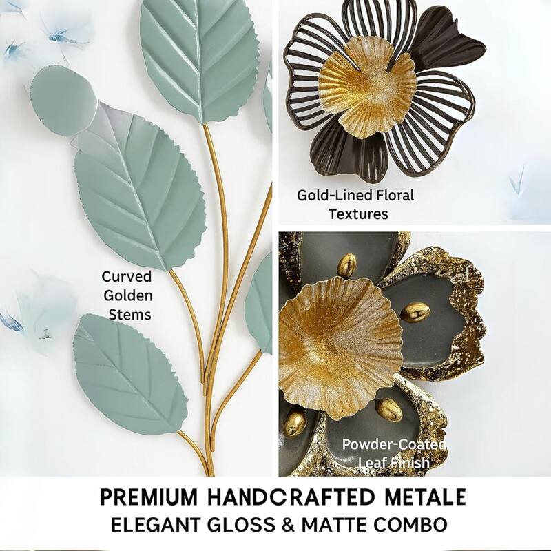 Aria Home 3D Metal Leaf Wall Art Multicolor Vertical Nature Decor