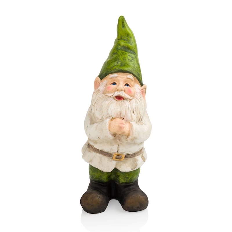 Gnome Folding Hands Looking Up Garden Statue