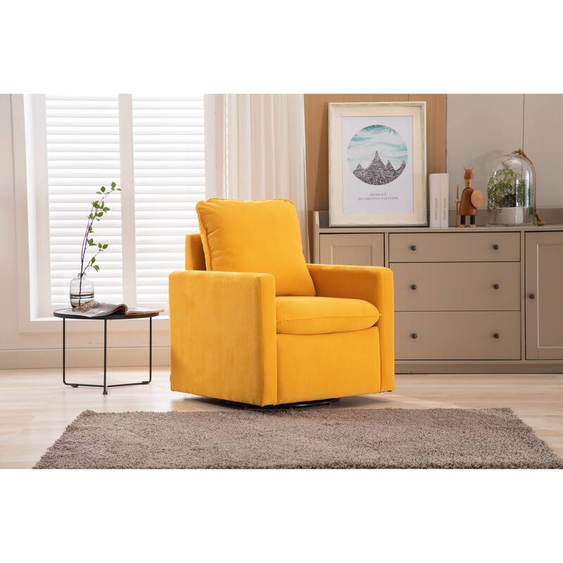 Velvet Upholstered 360 Degree Swivel Accent Sofa Chair with a pillow