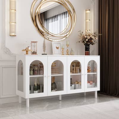 Multi-Purpose Furniture Glass Door Storage Sideboarad Display Cabinet - 55.1"x29.7"
