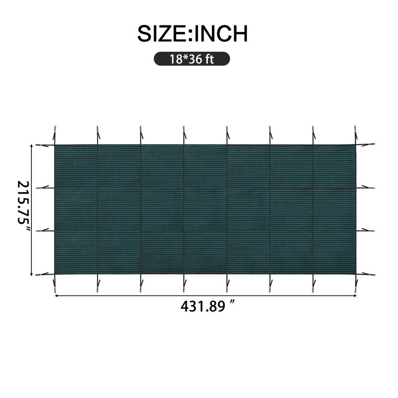 Swimming Pool Safety Cover, Fits 18x36ft Rectangular Swimming Pools, Triple Stitched High Strength Mesh PP Abrasion Resistant