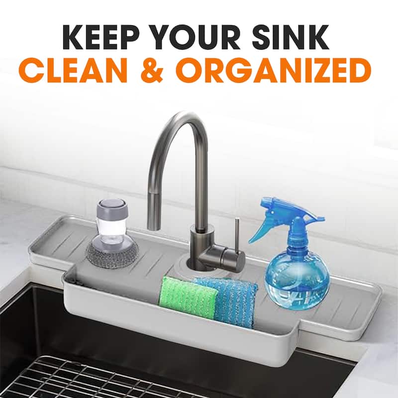 Cheer Collection Silicone Sink Splash Guard and Non-Slip Soap Holder