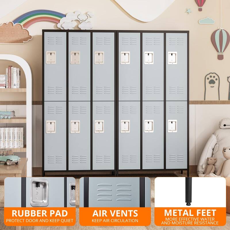 2 Tier Metal Lockers with 6 Doors for Employee School Gym