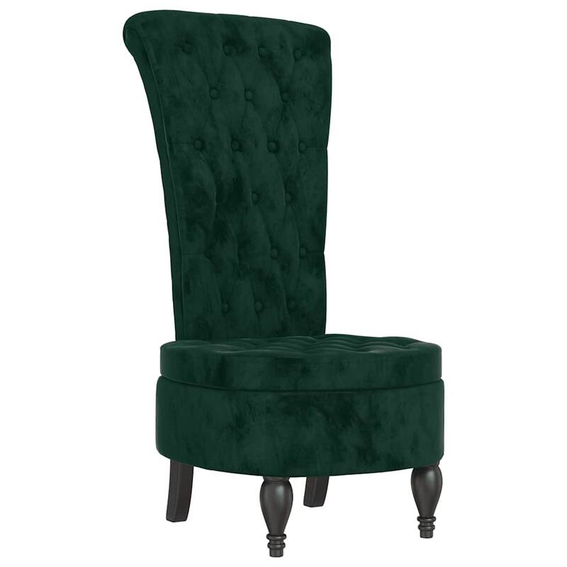 vidaXL High Back Chair Dark green Velvet, Solid wood, Plywood Single