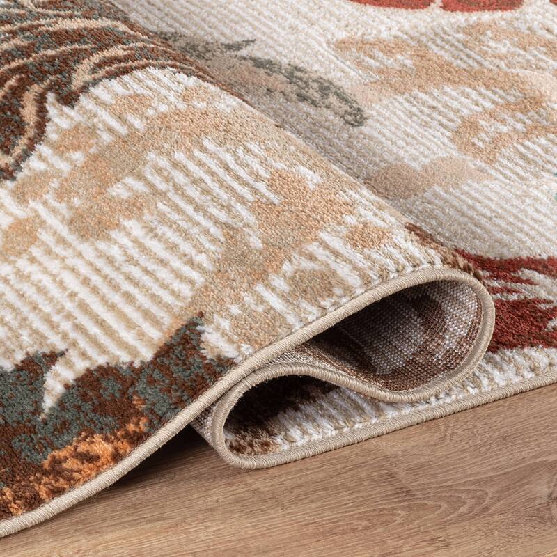 Beige Multi Botanical Scroll Stylish and Durable Area Rug
