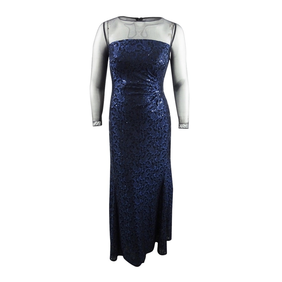 tahari navy blue dress