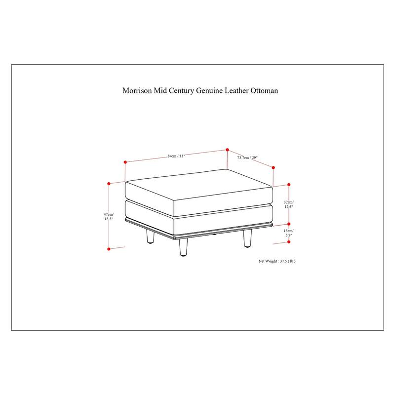 WYNDENHALL Brixley 33 inch Wide Mid-Century Modern Table Ottoman
