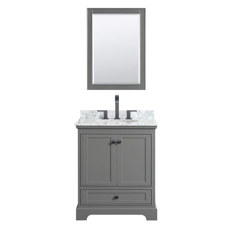 Deborah 30-inch Dark Gray Single Vanity, Oval Sink, 24-inch Mirror