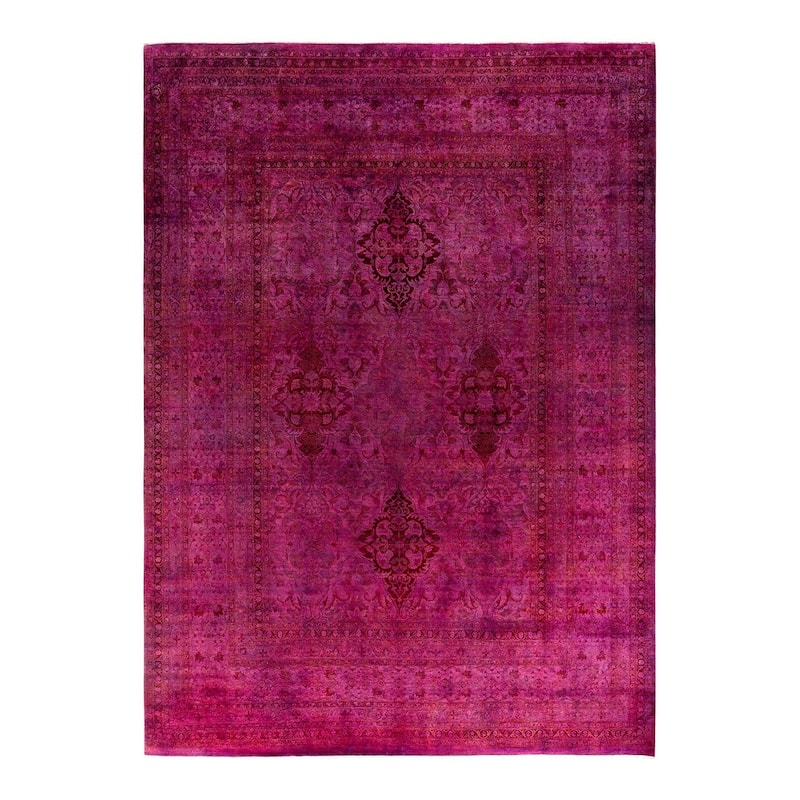 Overdyed, One-of-a-Kind Hand-Knotted Area Rug - Pink - 10' 2" x 13' 8"