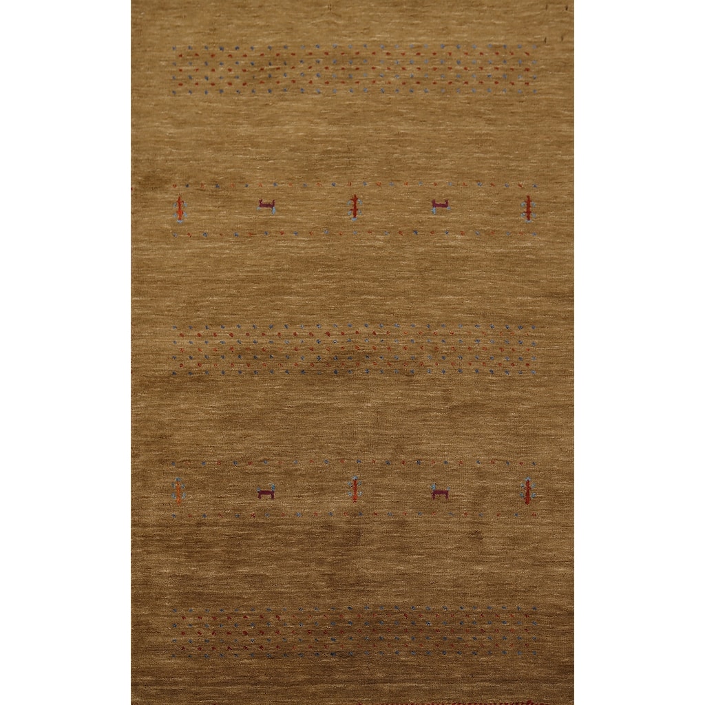 Gabbeh Oriental Accent Rug Hand-Knotted Tribal Wool Carpet - 4'0"x 6'4"