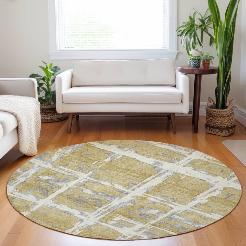 Premium Washable Super Soft Transitional Mayfield Rug - Gold - 8' x 8' - Round