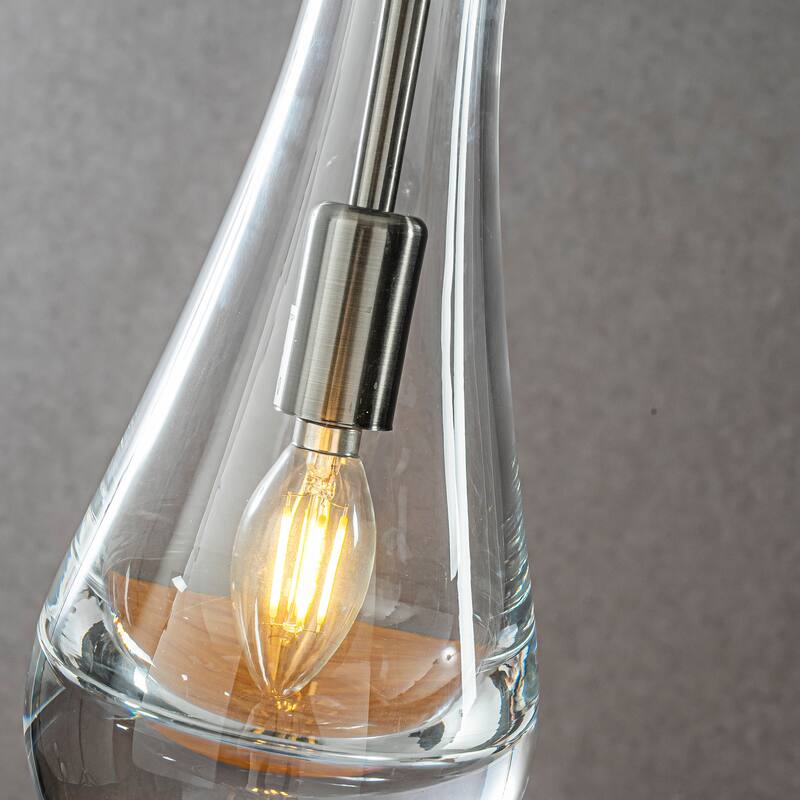 CraftHome Single 5.13" Wide Cord Hung Farmhouse Glass Pendant Rustic Kitchen Hanging Lamp With Clear Teardrop Shade