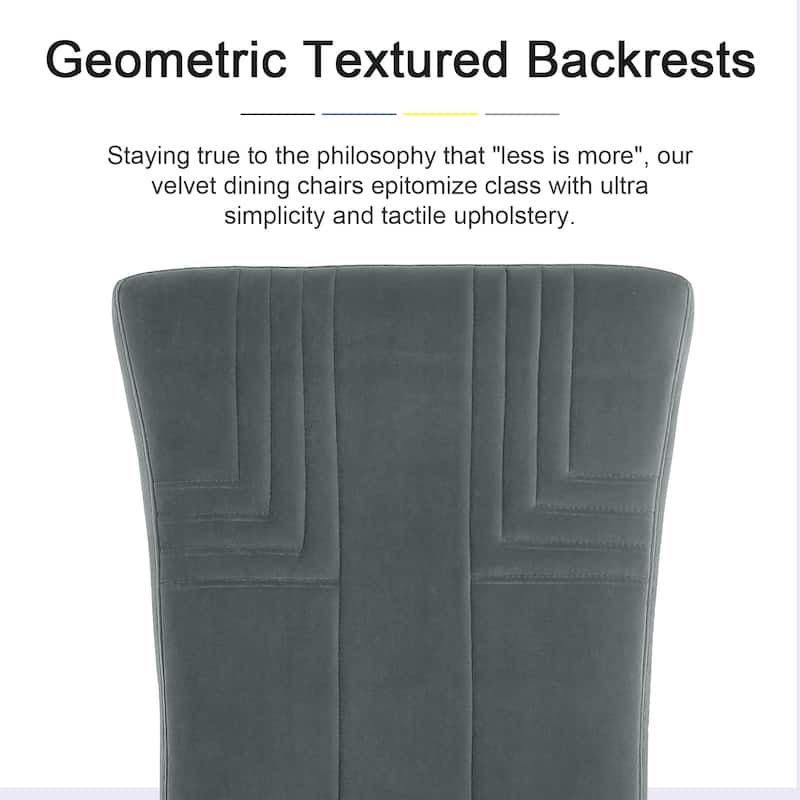 Velvet Dining Chairs with High Back and Polished Metal Legs