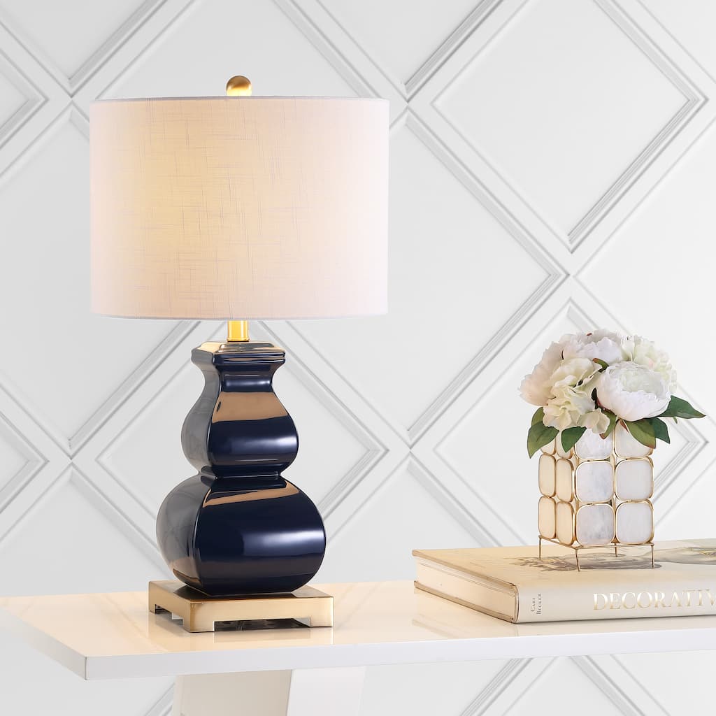 Diana 25.5" Ceramic LED Table Lamp, Navy/Gold by JONATHAN Y