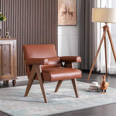 PU Solid Wood Accent Chair