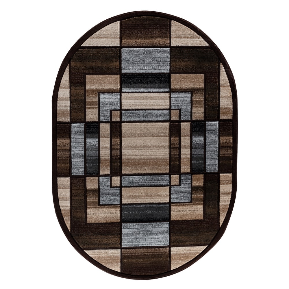 Orelsi Collection Abstract Area Rug with Hand Carved Accents