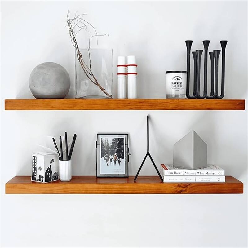 Farmhouse Floating Shelves - 6.5"D x 36"W x 1.75"H - Honey Oak