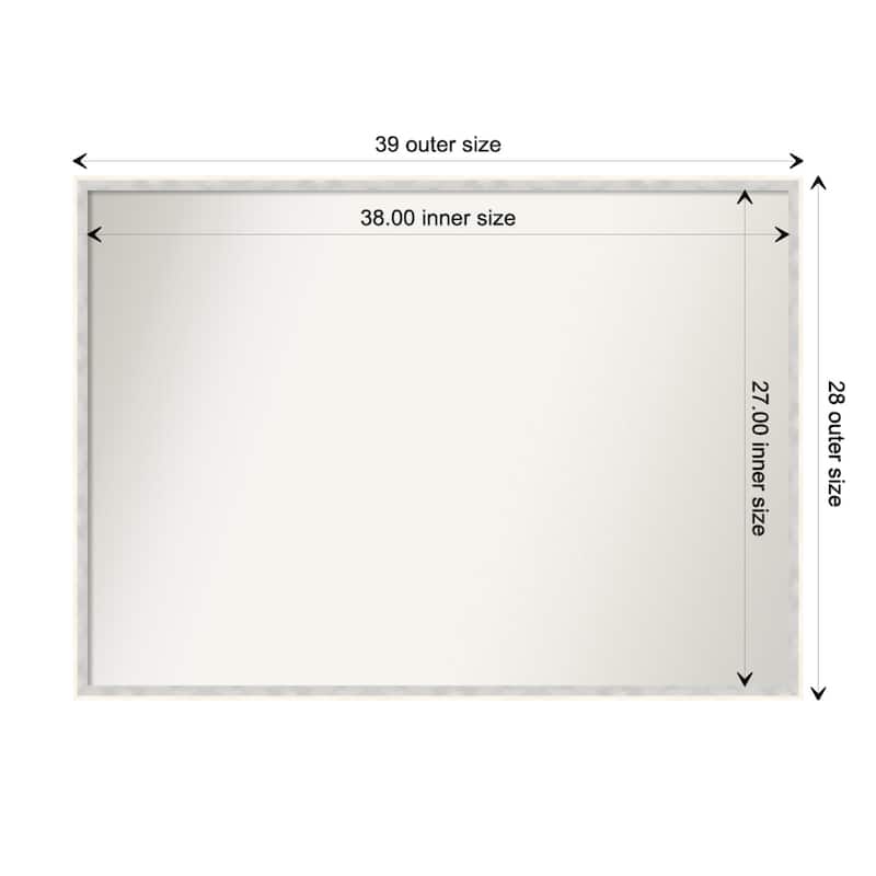 Paige Non-Beveled Wood Framed Wall Mirror - Paige White Silver - Glass Size 38x27