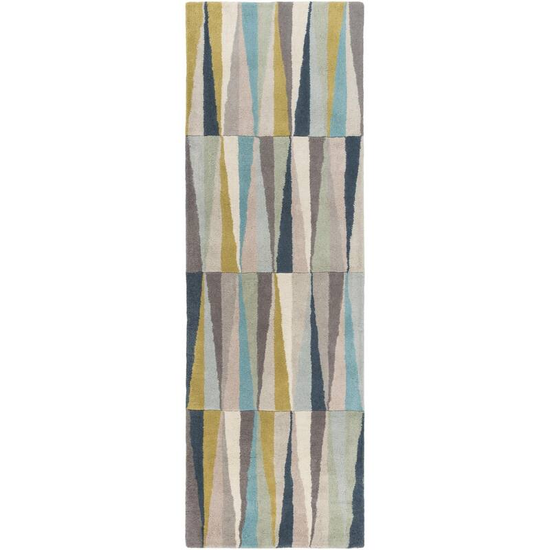 Livabliss Oasis Mid-Century Modern Geometric Area Rug - Blue - 2' 6" x 8'