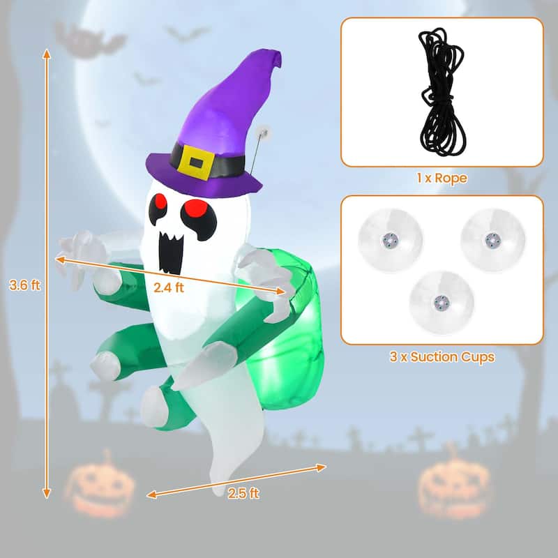 Costway 3.6' Halloween Inflatable Ghost Indoor Outdoor Blow Up Flying - See Details