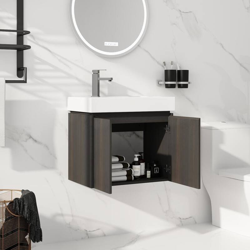 Beingnext 16''/20''/24"/30"/36" Bathroom Vanity with Sink, Floating Bathroom Vanity with Soft Close Door