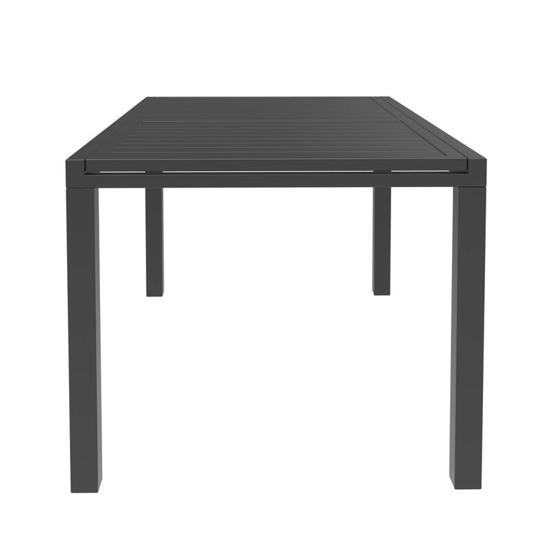 Rectangular Outdoor Patio Dining Table in Aluminum Extendable Leaf Tabletop for Porch & Backyard
