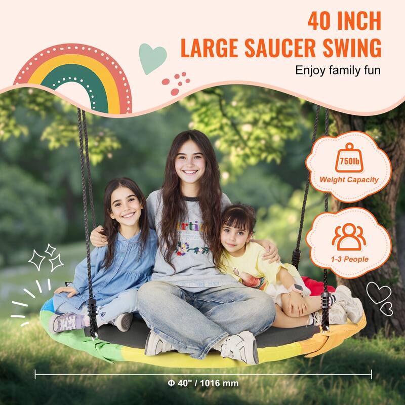 Tree Swing Hanging Straps and Adjustable Multi-Strand Ropes, Round Swing for Kids Outdoor