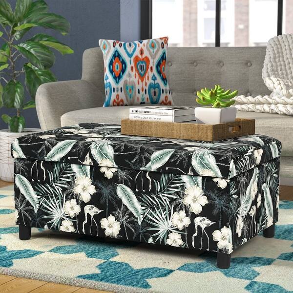 slide 1 of 13, Adeco Storage Ottoman Rectangular Tufted Upholstered Bench Lift Top
