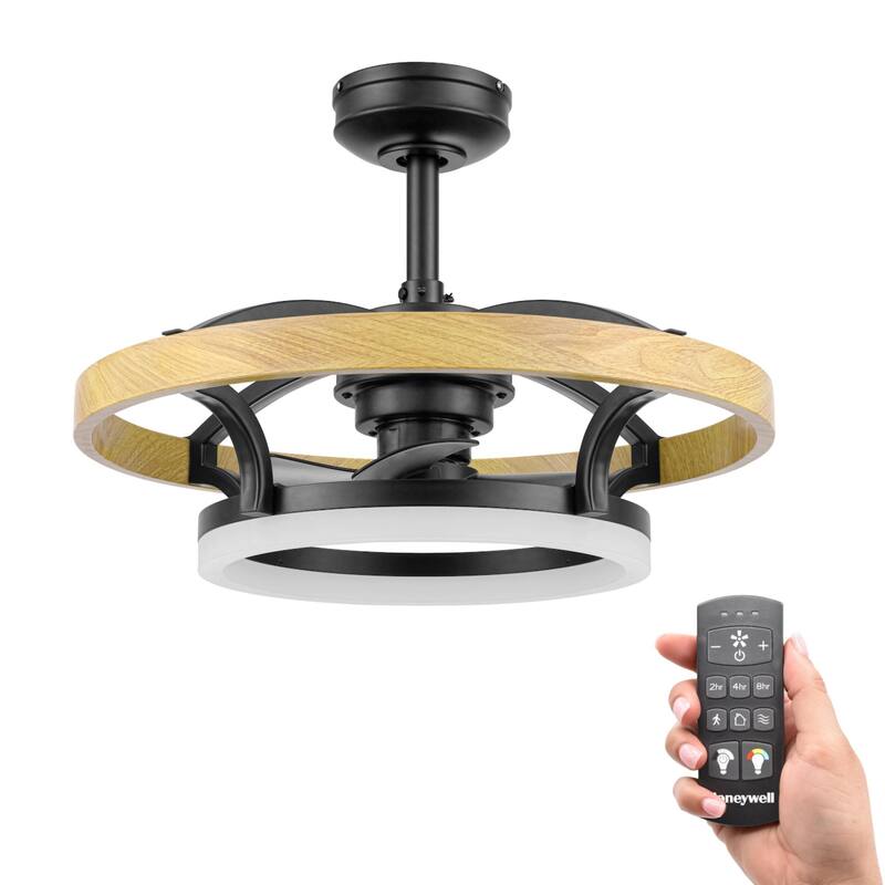 21" Honeywell Acklen Matte Black Fandelier with LED Lights and Remote Control - 21 Inches