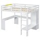 preview thumbnail 5 of 9, L-shaped Desk Design Full Size Loft Bed with L-shaped Desk, Wardrobe and Storage Shelves-Grey