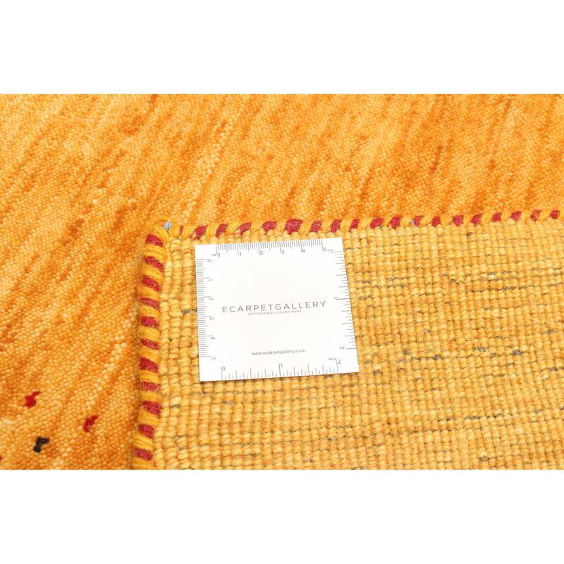 ECARPETGALLERY Hand Loomed Kashkuli Gabbeh Gold Wool Rug - 4'11 x 8'2