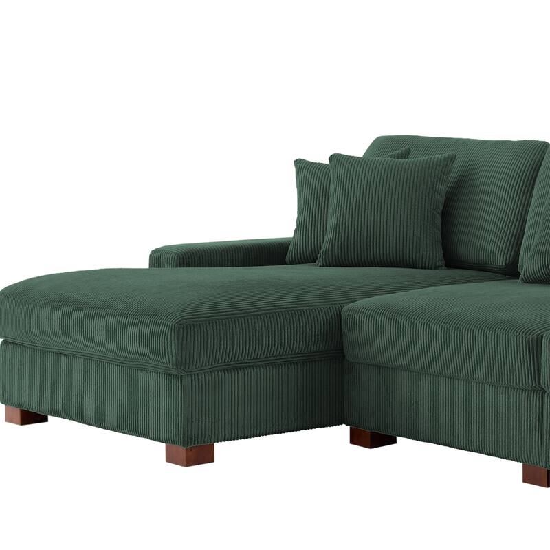 Upholstered Oversized Modular Sectional Sofa Set Corduroy Sleeper Sofa With Chaise