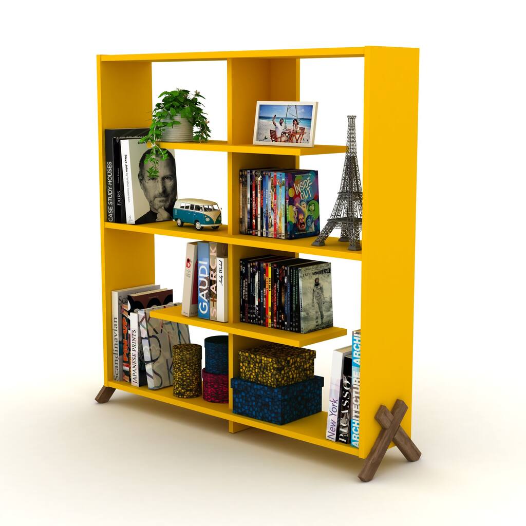 Wood Frame Etagere Open Back 6 Shelves Bookcase Industrial Bookshelf for Office and Living Rooms Modern Bookcases