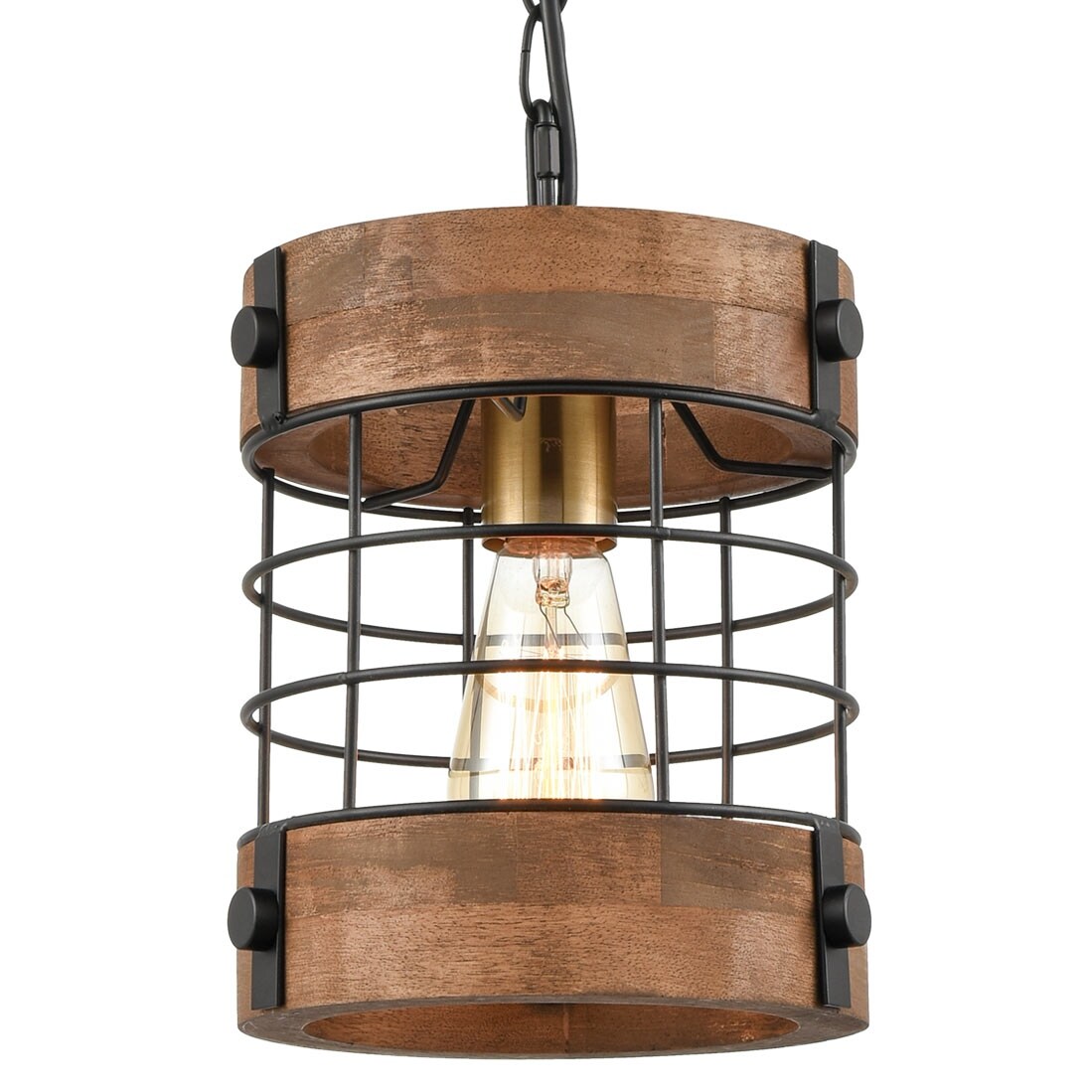 Rodez Pendant Hanging Light Wood Metal Wire Cage Ceiling Lamp Shade Distressed Brown Bed Bath Beyond 33063581