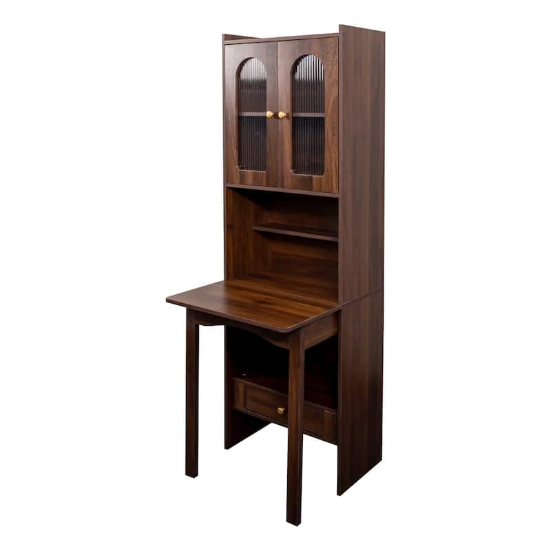 Fold-out Convertible Writing Table Study Desk with Cabinet and Drawer