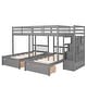 preview thumbnail 16 of 16, Triple Bunk Bed with Stairs and Storage, Full Over Twin & Twin Bunk Bed for 3, Wooden Bunk Bed