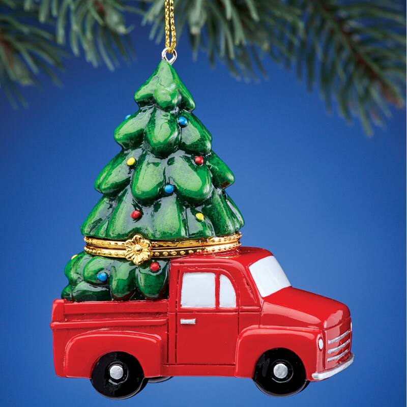 Festive Trinket Box Christmas Ornaments - 4.750 x 4.200 x 4.100