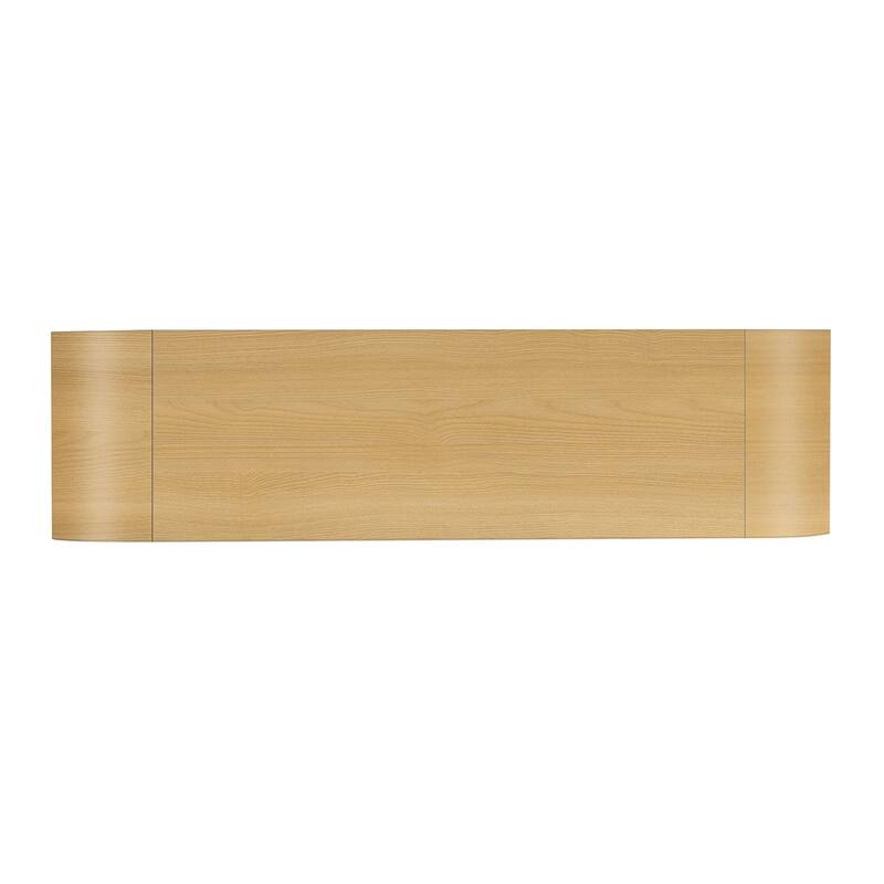Wood Curved Corner Cabinet with Adjustable Shelves and 4 Door