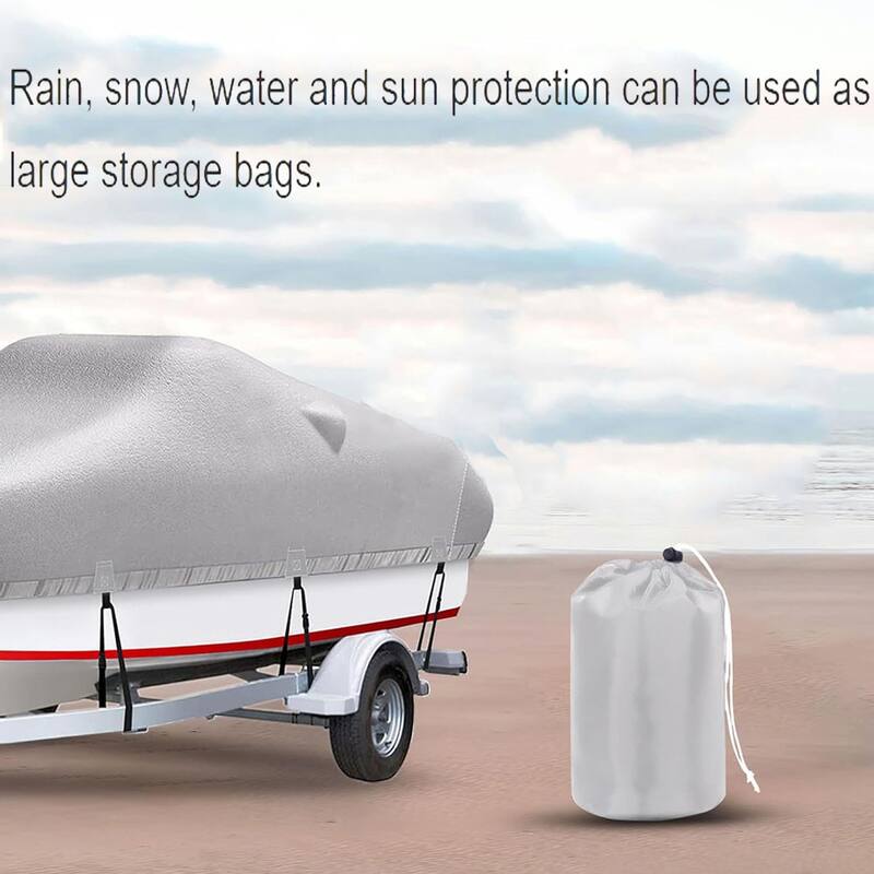 Boat Cover 420D Silver-coated Oxford Cloth Trailerable Boat Covers, for Bass Boat, V-Hull Tri-Hull Boat, Fish & Ski Boat