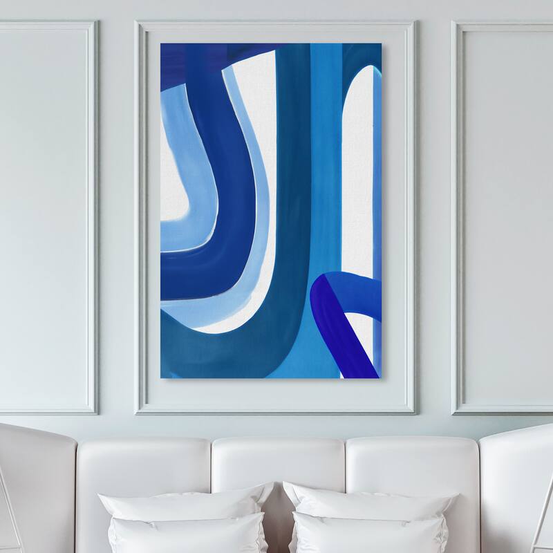 Wynwood Studio Canvas Abstract Greek Waves II Blue and Modern & Contemporary Wall Art Canvas Print - 45 x 30
