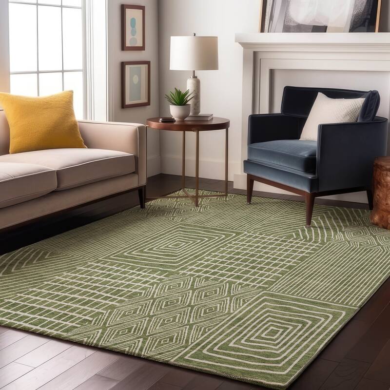Premium Washable Super Soft Modern Geo Charm Mayfield Rug - Green - 2'6" x 3'10"