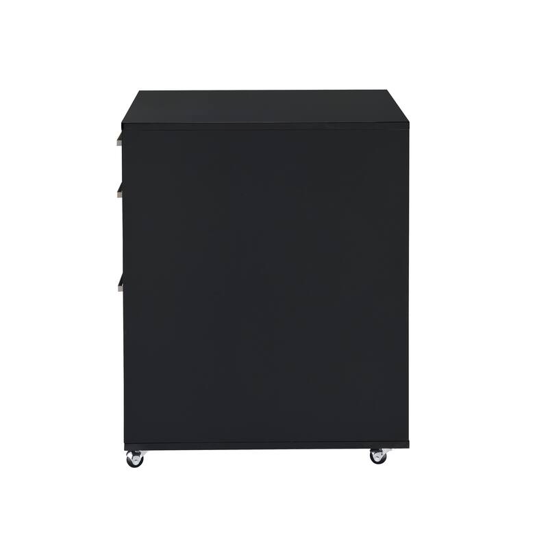 File Cabinet, Black High Gloss & Chrome