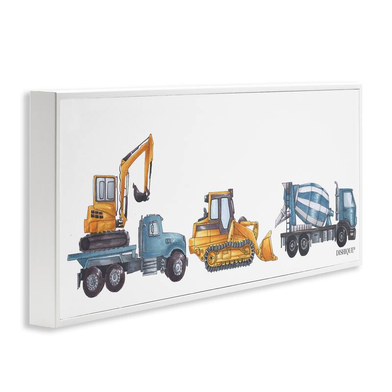 Stupell Construction Vehicles Bulldozer Trucks Driving Illustration Framed Wall Art, Design by Dishique - Multi