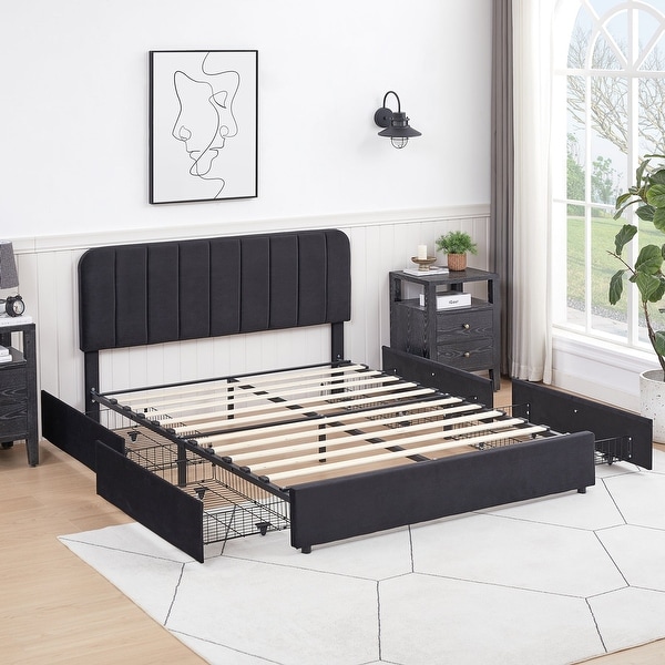 Javlergo Upholstered Platform Bed Frame with Storage Drawers Javlergo Upholstered Platform Bed Frame with Storage Drawers