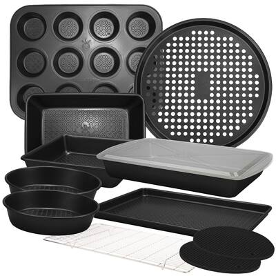 12 PC Carbon Steel Baking Pans Set Nonstick, Kitchen Essentials for New Home, Nonstick Bakeware Sets with Cake Pans