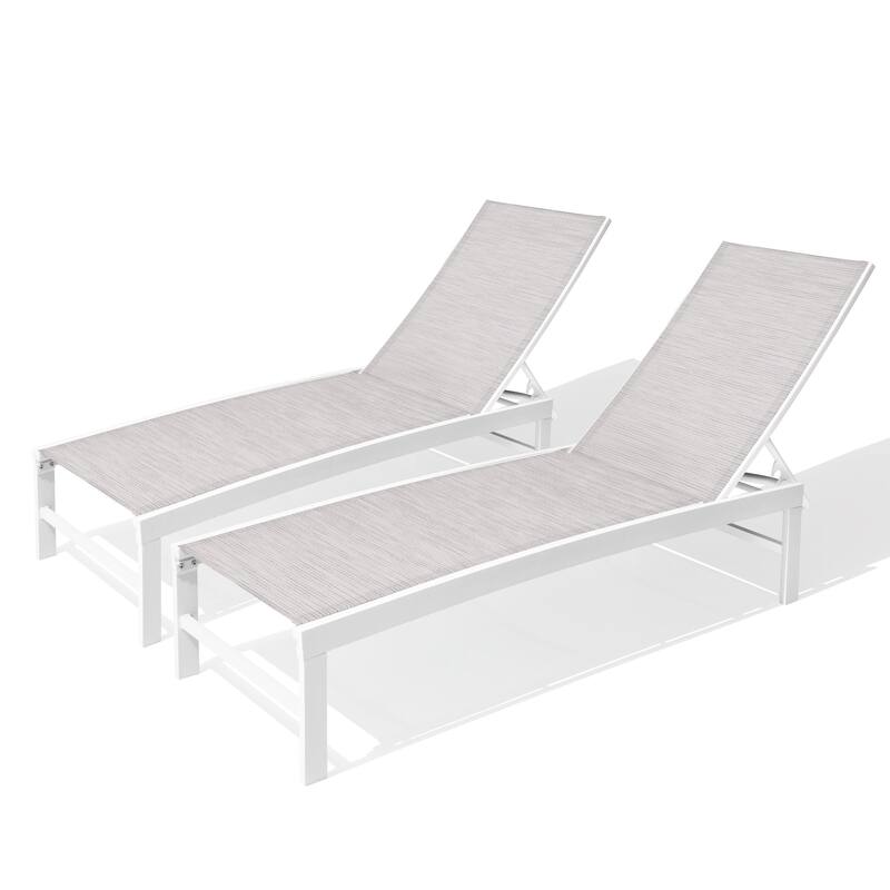 Pellebant Adjustable Aluminum Patio Chaise Lounge Chairs Outdoor (Set of 2)