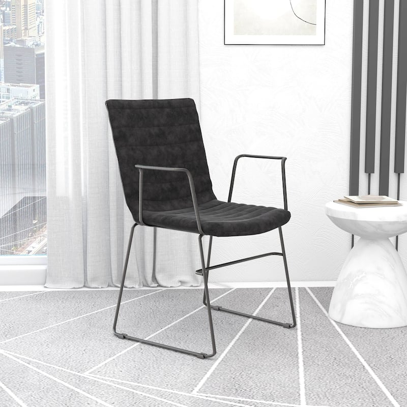 Zylar Ergonomic Guest Chair with Leather, Stainless Steel Base, High-Density Foam, Modern Design for Office or Waiting Room