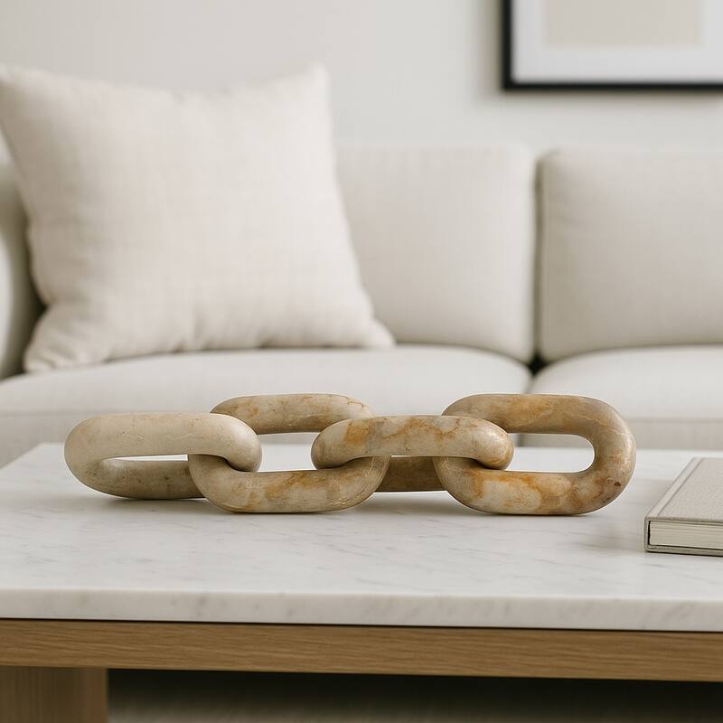 Stone Marble Decorative Object Modern Chain Link Sculpture Decor