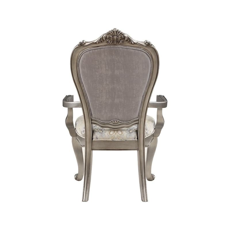 Aria 27 Inch Side Dining Chair Set of 2, Velvet, Antique Platinum Tone